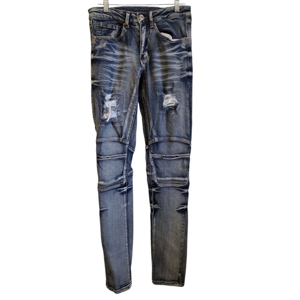 Rue21 medium wash‎ trash rock star skinny jeans